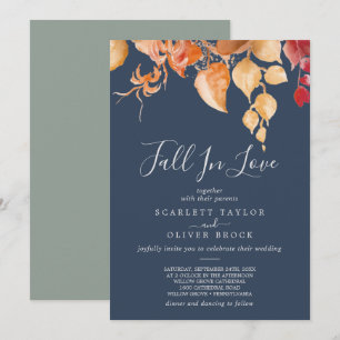Herbstlaub   Hochzeit von Navy Blue Fall in Liebe Einladung