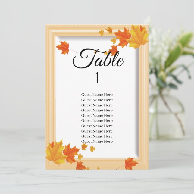 Herbstlaub Hochzeitskarte Einladung (Stehend Vorderseite)