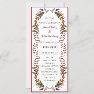 Herbstlaub-Hochzeitsprogramm Einladung