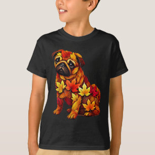 Herbstlaub Hund Pug Natur Männer Frauen Kinder T-Shirt