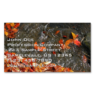 Herbstlaub im Wasserfall I Herbstfotografie Magnetische Visitenkarte