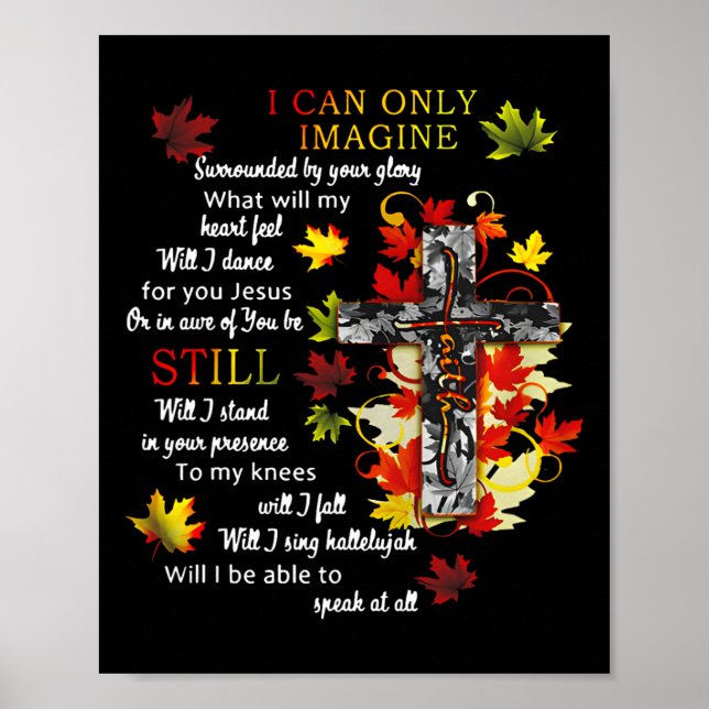 Herbstlaub Jesus Cross I kann sich Christliche Re Poster (Vorne)