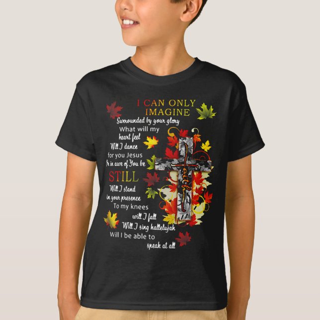 Herbstlaub Jesus Cross I kann sich Christliche Re T-Shirt (Vorderseite)