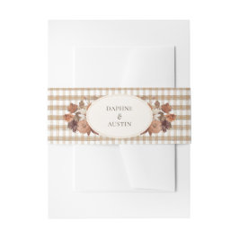Herbstlaub-Karo-Hochzeitseinladung Einladungsbanderole