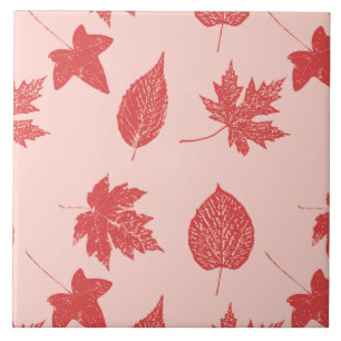Herbstlaub - korallenorange und rosa fliese