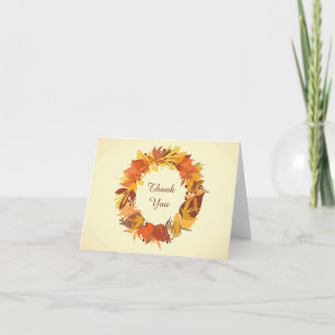 Herbstlaub-Kranz-Dankeschön-Notizkarte Dankeskarte