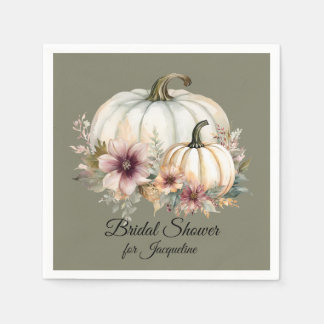 Herbstlaub-Kürbis-Blumen-Taupe-Sage-Junggesellinne Serviette