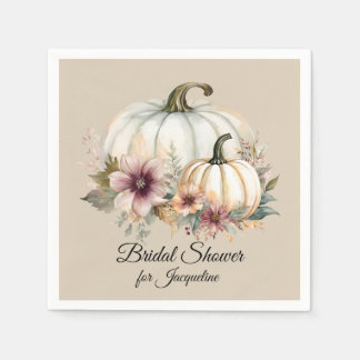 Herbstlaub-Kürbis-Blumen-Taupe-Sage-Junggesellinne Serviette