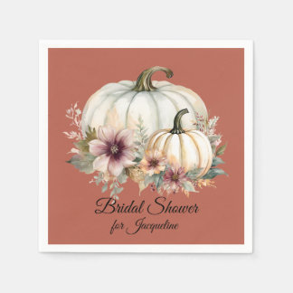 Herbstlaub-Kürbis-Blumen-Terrakotta-Brautjunggesel Serviette
