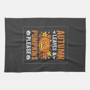 Herbstlaub-Kürbis-Halloween-Design Geschirrtuch