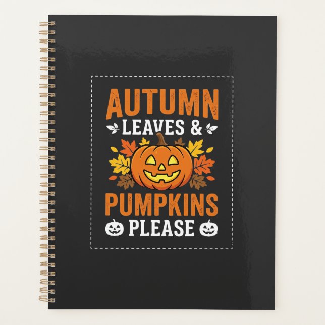 Herbstlaub-Kürbis-Halloween-Design Planer (Vorderseite)