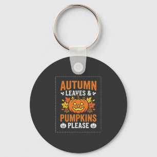 Herbstlaub-Kürbis-Halloween-Design Schlüsselanhänger