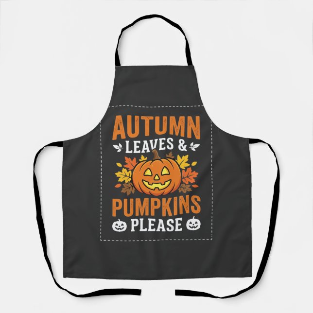 Herbstlaub-Kürbis-Halloween-Design Schürze (Vorderseite)