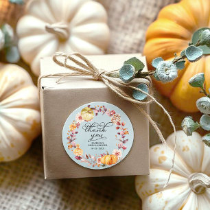 Herbstlaub-Kürbis-Hochzeitsdusche-Favor Runder Aufkleber