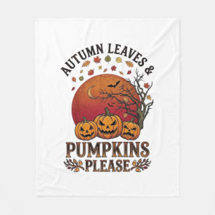 Herbstlaub Kürbisse Bitte Halloween Fledermäuse Bä Fleecedecke
