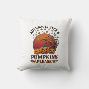 Herbstlaub Kürbisse Bitte Halloween Fledermäuse Bä Kissen