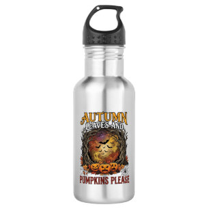 Herbstlaub Kürbisse Bitte Halloween Gruselige Bäum Edelstahlflasche