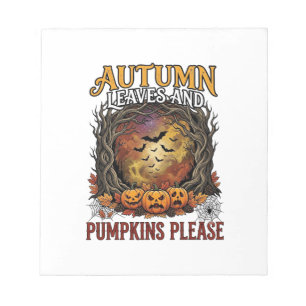 Herbstlaub Kürbisse Bitte Halloween Gruselige Bäum Notizblock