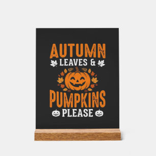 Herbstlaub Kürbisse Bitte Halloween Kürbis De Acrylschild