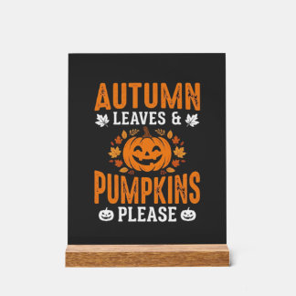 Herbstlaub Kürbisse Bitte Halloween Kürbis De Acrylschild