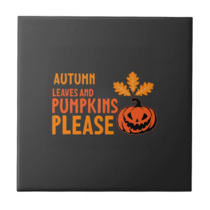 Herbstlaub Kürbisse Bitte Halloween Kürbis Oder Fliese