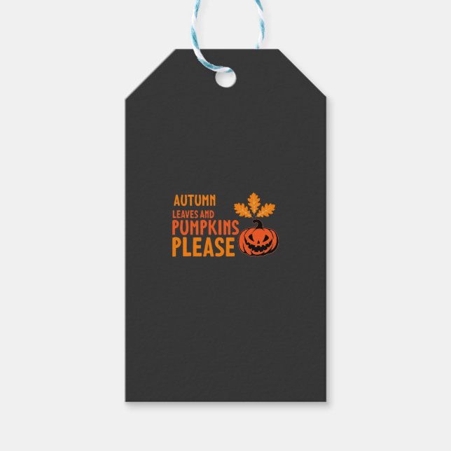 Herbstlaub Kürbisse Bitte Halloween Kürbis Oder Geschenkanhänger (Vorderseite)