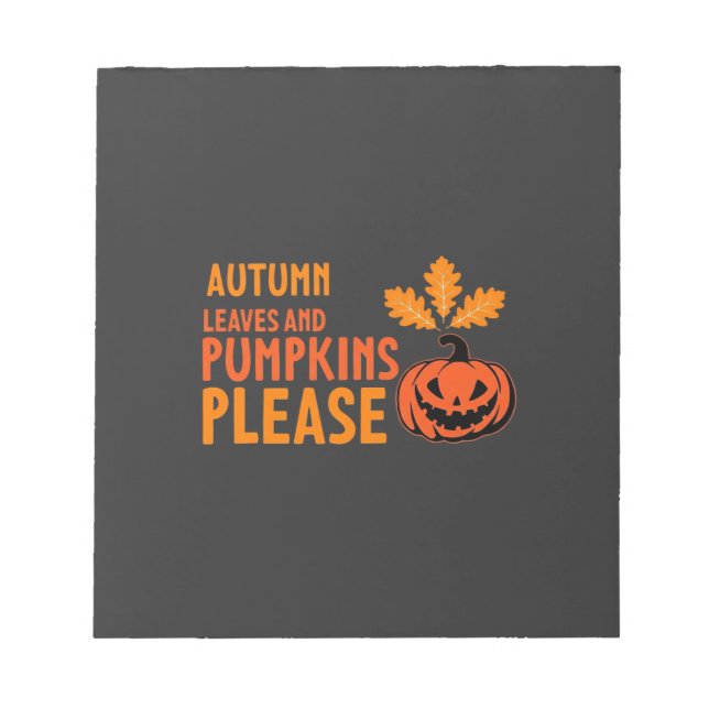 Herbstlaub Kürbisse Bitte Halloween Kürbis Oder Notizblock (Vorderseite)