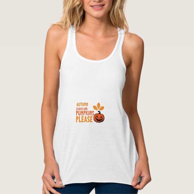 Herbstlaub Kürbisse Bitte Halloween Kürbis Oder Tank Top (Vorderseite)