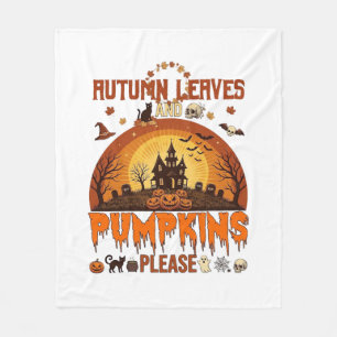 Herbstlaub Kürbisse Bitte Halloween Verhextes Zuha Fleecedecke