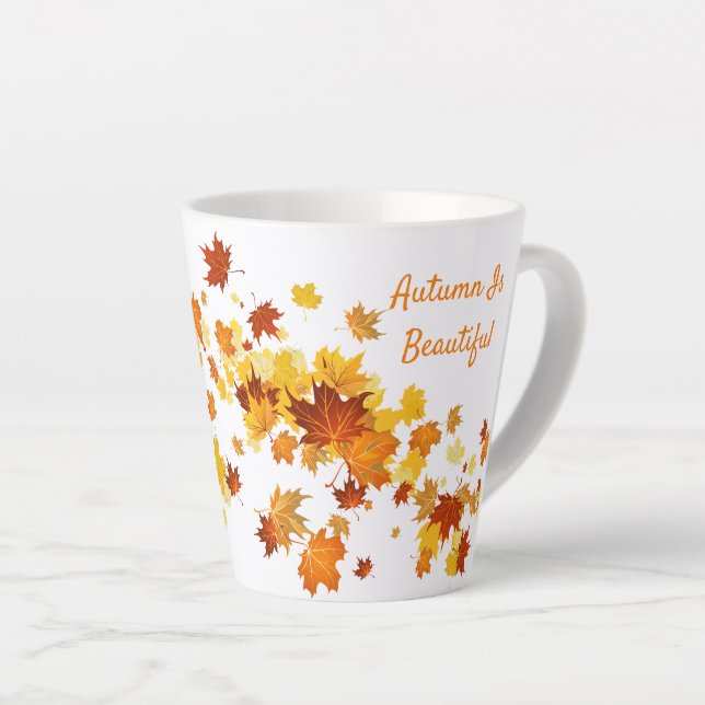 Herbstlaub Latte Tasse (Rechte Ecke)