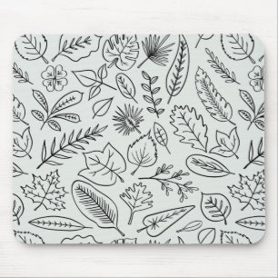 Herbstlaub Line Art Pattern - Niedlich Minimal ein Mousepad