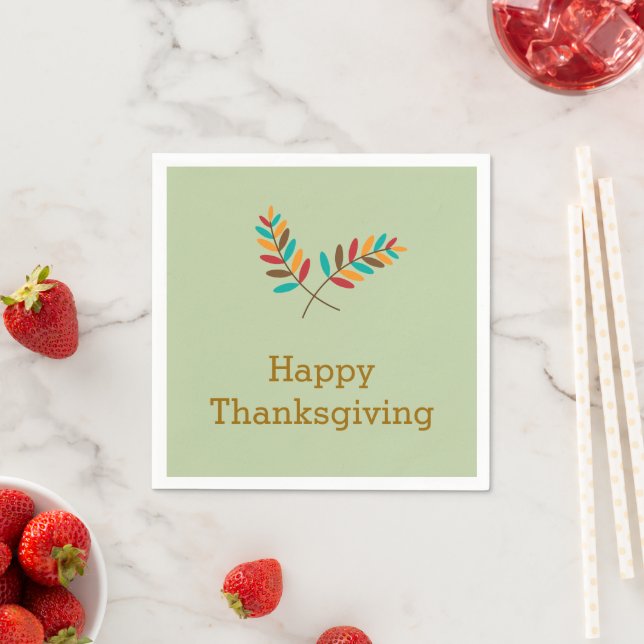 Herbstlaub Modernes Glückwunsch Thanksgiving Serviette (Beispiel)