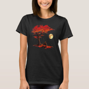 Herbstlaub Mond Astronaut Mit Katze Äußeres S T-Shirt