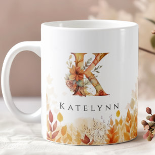 Herbstlaub Monogramm Anfangsbuchstabe K Kaffeetasse