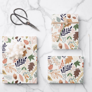 Herbstlaub Muster Geschenkpapier Set