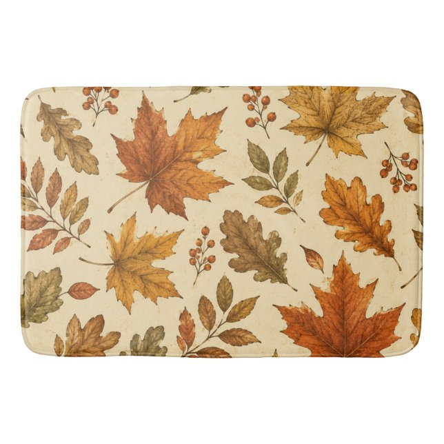 Herbstlaub-Muster | Wasserfarben Herbstlaub  Badematte (Vorderseite)