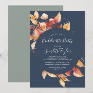 Herbstlaub   Navy Blue & Burgundy Bachelorette Einladung