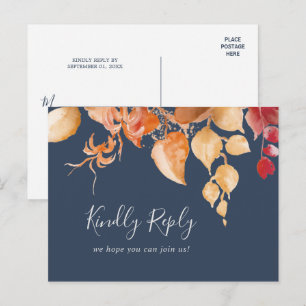Herbstlaub   Navy Blue Song Request UAWG Postcard Einladungspostkarte
