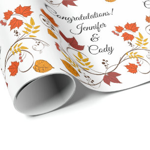 Herbstlaub personalisieren Namen Hochzeitsgeschenk Geschenkpapier