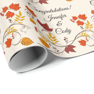 Herbstlaub personalisieren Namen Hochzeitsgeschenk Geschenkpapier