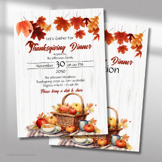 Herbstlaub-Picknickkorb Thanksgiving-Dinner Einladung