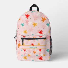 Herbstlaub Pink-Muster-Backpack Bedruckter Rucksack