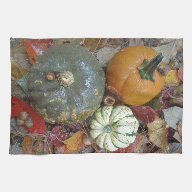 Herbstlaub Pumpkins und Gourds Geschirrtuch (Horizontal)