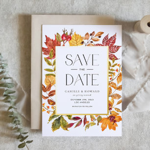 Herbstlaub Rahmen Herbst QR-Code Save-the-Date-Kar Folieneinladung
