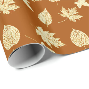 Herbstlaub - rostbraun und cremefarben geschenkpapier