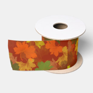 Herbstlaub - Roter Hintergrund Satinband