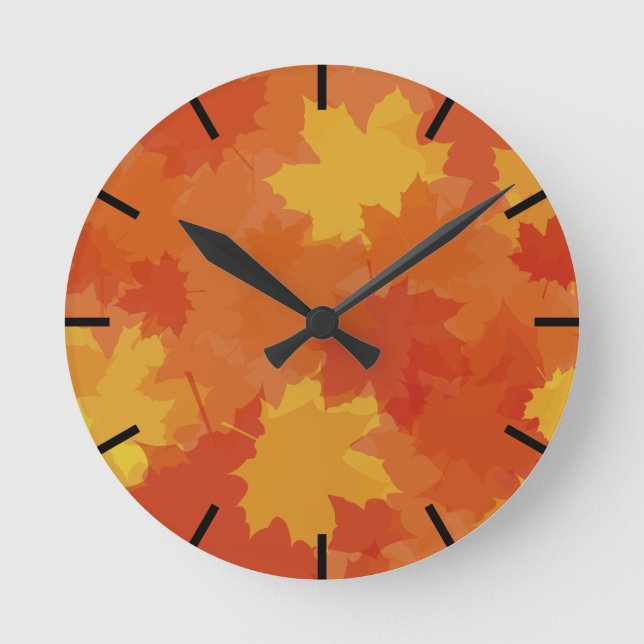 Herbstlaub Runde Wanduhr (Vorderseite)