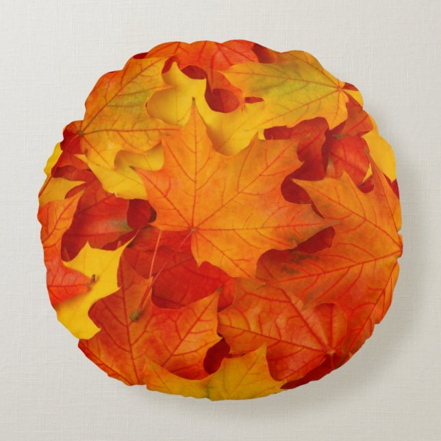 Herbstlaub Rundes Kissen (Vorderseite)