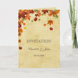 Herbstlaub Rustikale Hochzeit Einladung