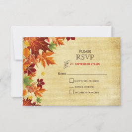 Herbstlaub Rustikale Hochzeit RSVP Karte